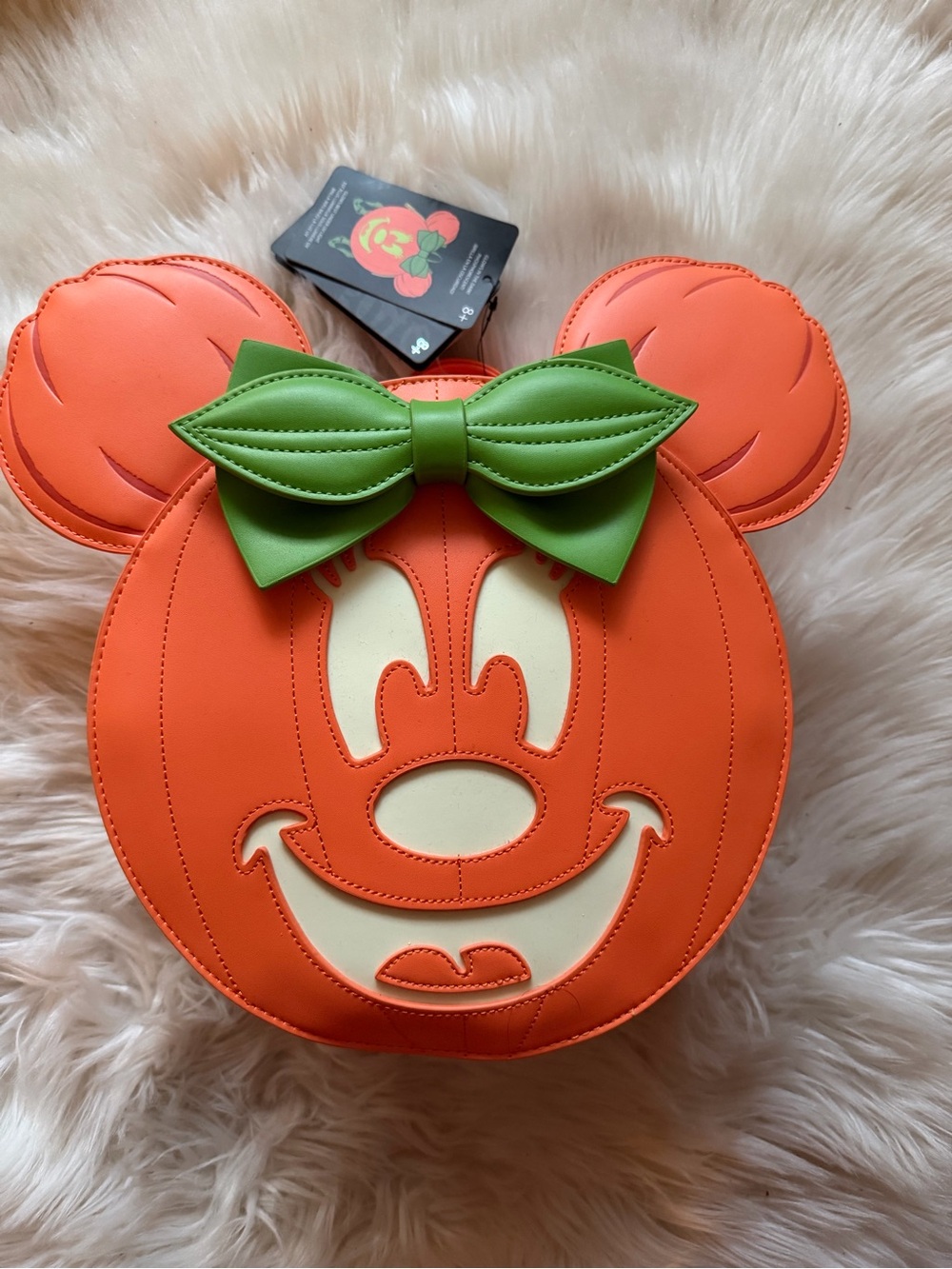 Loungefly Disney Pumpkin Minnie backpack Orange and Green. NEW